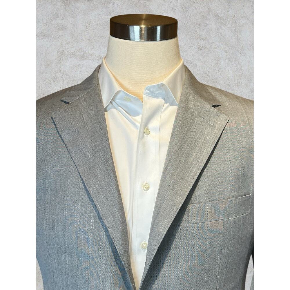 New Giorgio Armani 40R Silver Dove Gray Micro Herringbone Designer Blazer Italy - Picture 5 of 16